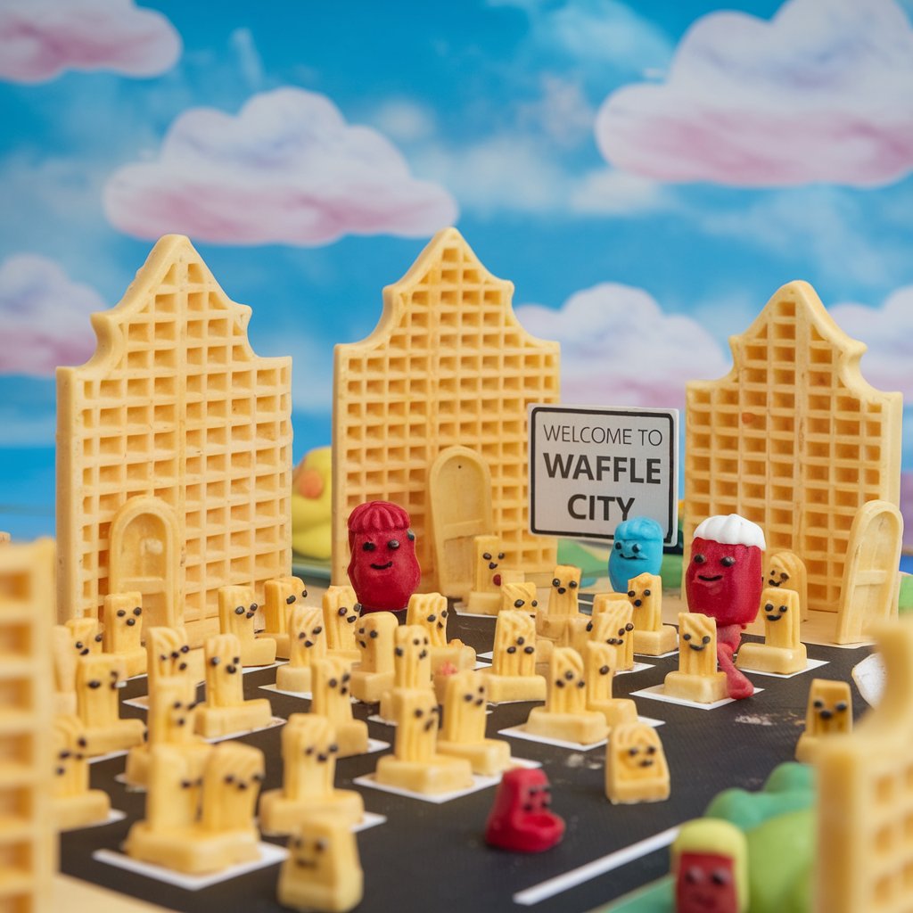 a-photo-of-a-miniature-waffle-city-with-candy-huma-hXk2r8luSAaJZLyl21iebA-vmR5YEAUS-WqK6UxFPFS8A